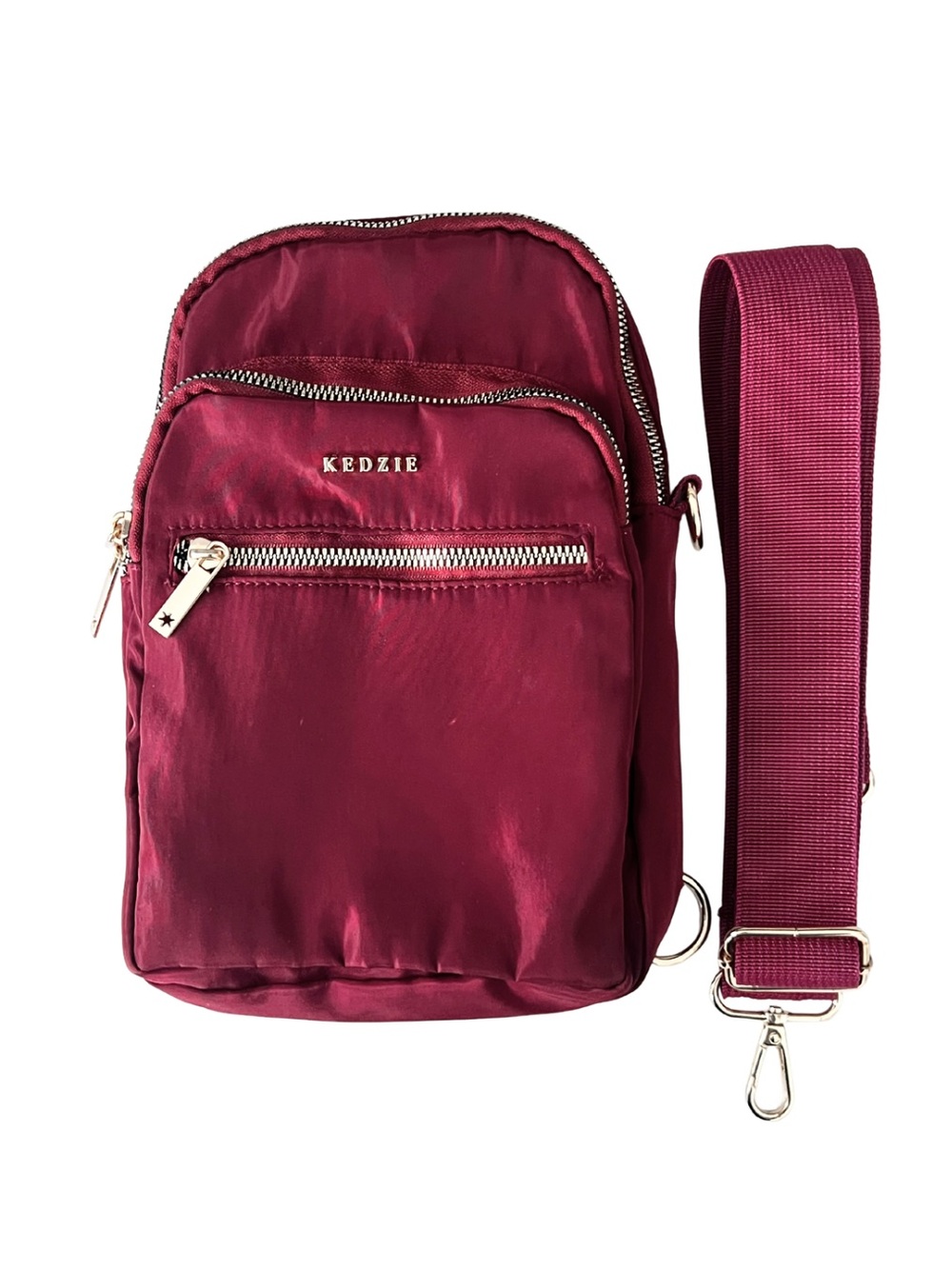 Kedzie Burgundy Crossbody Bag with Wide Adjustable Strap